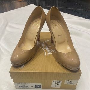 Christian Louboutin Une Plume Sling 140 Size 38.5 Heels in Tan